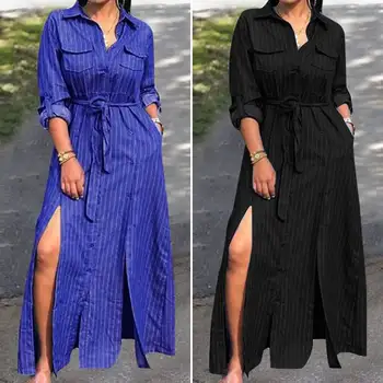 ZANZEA Plus Size Women Long Tunic Shirt Dress Ladies Stripe Printed Bohemian Vestidos Sexy Split Hem Belted Pockets Maxi Dress 7
ZANZEA Plus Size Women Long Tunic Shirt Dress Ladies Stripe Printed Bohemian Vestidos Sexy Split Hem Belted Pockets Maxi Dress 7