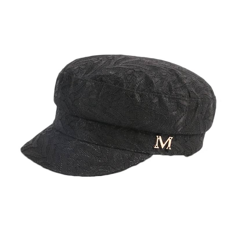 

2020 New Women Berets Letter M Female Outdoor Peaked Cap Autumn Adjustable Embroidered Octagonal Hat Summer Sunhat