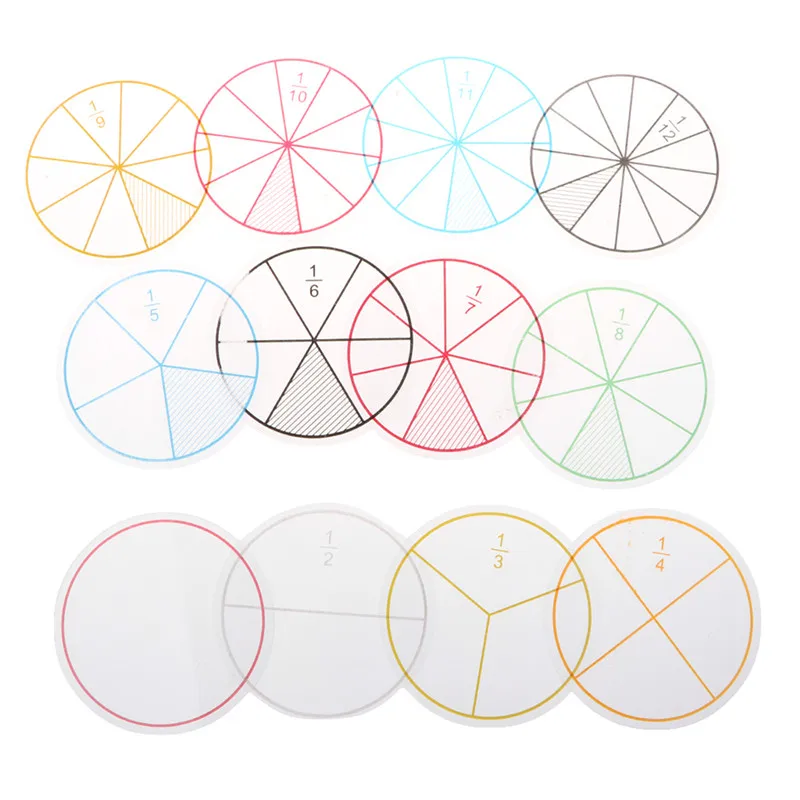 

Hot Sale 12PCS Plastic Numbered Fractions Circles Math Chips Mathematics Number Toy Good Gift For Kids Over 2 Years