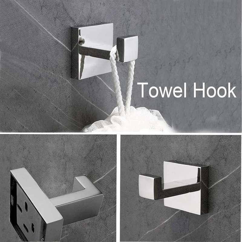 Chrome Bathroom Hardware Accessory Set Including Towel Bar Toilet Paper Holder Towel Holder Robe Hook Premium SUS304 Stainless S
Chrome Bathroom Hardware Accessory Set Including Towel Bar Toilet Paper Holder Towel Holder Robe Hook Premium SUS304 Stainless S