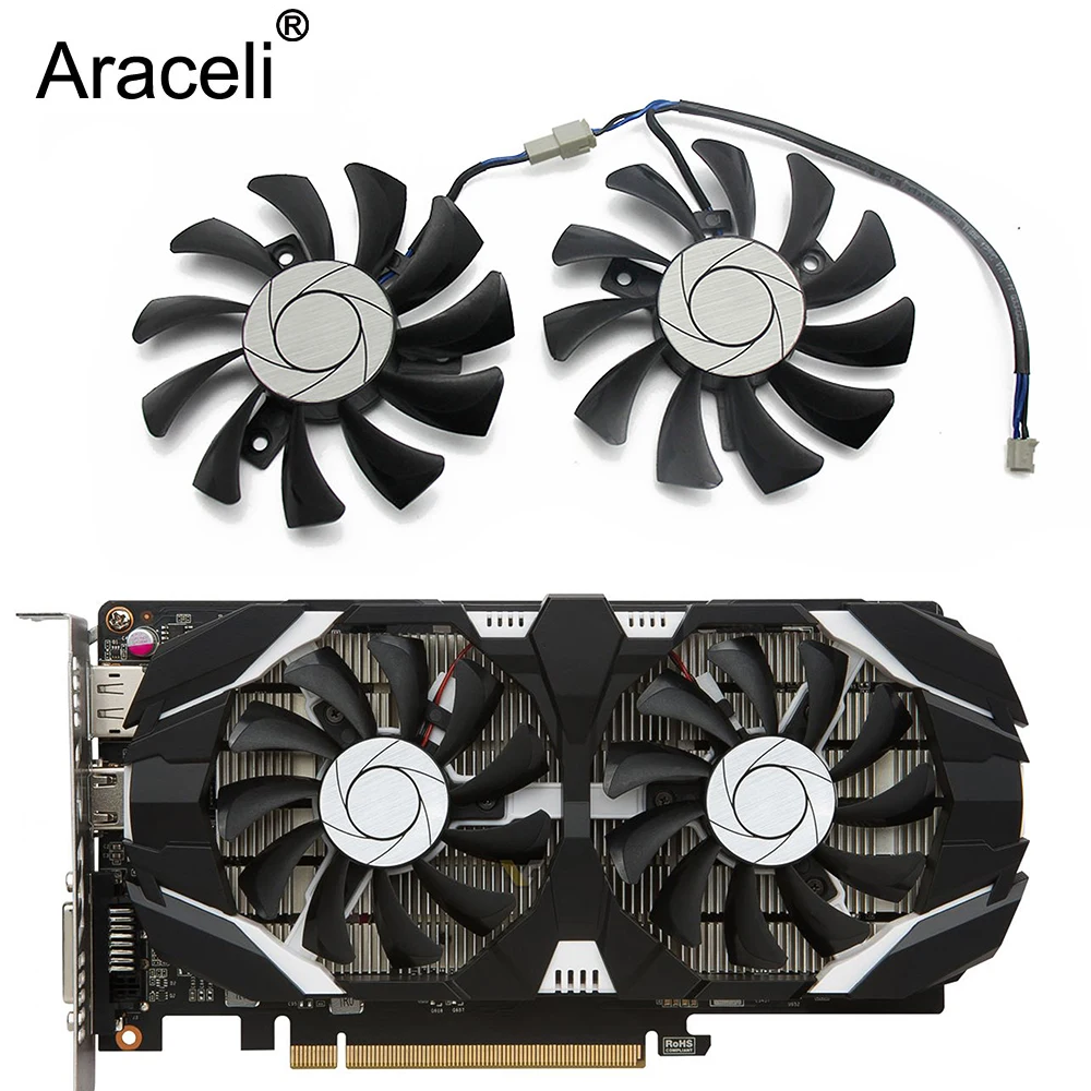 HA8010H12F Z 75 мм 2Pin GTX1050 2GT OC GPU кулер двойной вентилятор для MSI Geforce GTX 1050Ti 1050 Ti 4GT