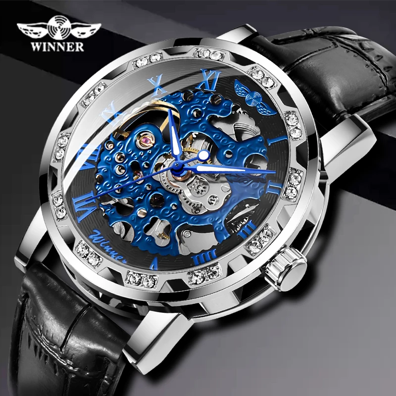 Winner New Mechanical Watches Diamond Retro Flower Design White Gold Display Men's Skeleton Wristwatches Top Brand Luxury Clock
Winner New Mechanical Watches Diamond Retro Flower Design White Gold Display Men's Skeleton Wristwatches Top Brand Luxury Clock