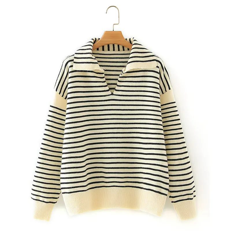 Classical White Black Striped Sweater Women Winter Autumn Pullover Oversize Johnny Collar Jumper Mujer Comfort Plain Knitwear
Classical White Black Striped Sweater Women Winter Autumn Pullover Oversize Johnny Collar Jumper Mujer Comfort Plain Knitwear