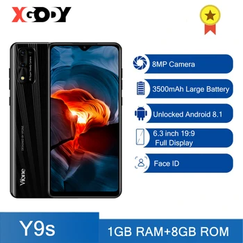 

XGODY 3G smartphone 8MP Camera Android Mobile phones 1GB 8GB 3500mAh 6.3'' Cellphone Unlock 19:9 Dual SIM Face ID WiFi GPS Y9s