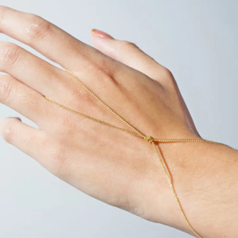 Женский браслет JINSE золотистого/серебряного цвета с цепочкой узлом HC004|bracelet