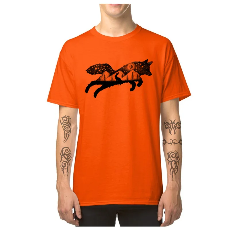 Designer FOX_AND_HARE__6249 Comics Short Sleeve T-shirts Lovers Day O-Neck All Cotton T Shirt for Men Tee Shirts Normal FOX_AND_HARE__6249 orange