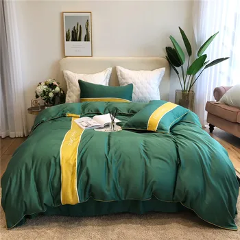 Tencel Four-piece Set Simple Silky Bare Sleeping 60 Double-Sided Tencel Joint Embroidered Quilt Sheet Bedding Article
Tencel Four-piece Set Simple Silky Bare Sleeping 60 Double-Sided Tencel Joint Embroidered Quilt Sheet Bedding Article