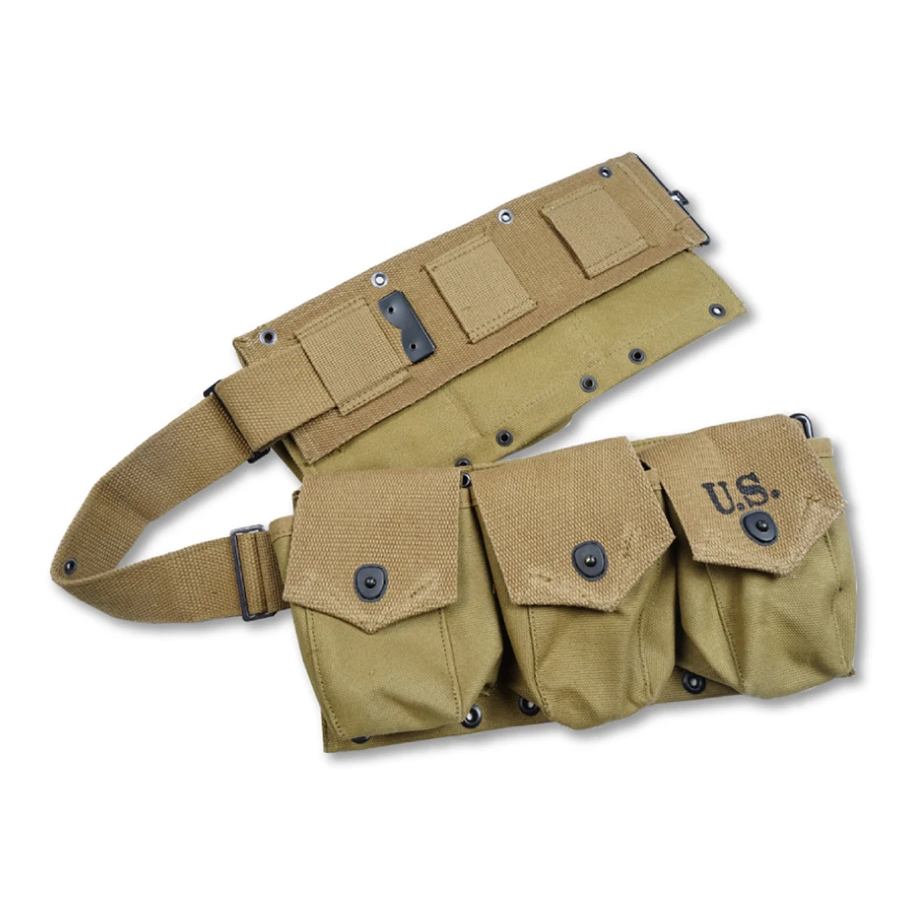 

WWII WW2 US ARMY SIX CELL POUCH TACTICAL POCKETS PURE RIBBON TOOL POUCH KHAKI