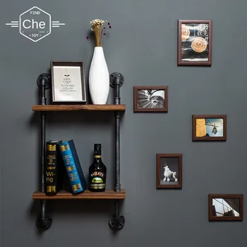 Solid wood wrought iron shelf retro partition creative bookshelf combination wall pipe rack
Solid wood wrought iron shelf retro partition creative bookshelf combination wall pipe rack