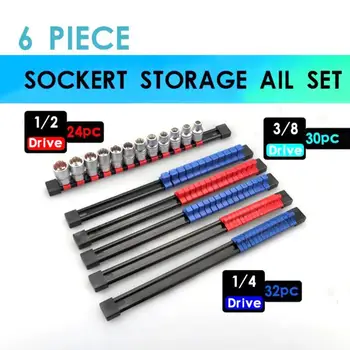 6pcs 1/4 3/8 1/2 inch Rail Tool Rack Organizer Storage Wrench Holders 86 Slots Storage of Guide Tool Receiving Box
6pcs 1/4 3/8 1/2 inch Rail Tool Rack Organizer Storage Wrench Holders 86 Slots Storage of Guide Tool Receiving Box