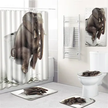Elephant Shower Curtain Polyester Fabric 4 Piece Bathroom Set Carpet Cover Toilet Cover Bath Mat Pad Colorful For Home Decor
Elephant Shower Curtain Polyester Fabric 4 Piece Bathroom Set Carpet Cover Toilet Cover Bath Mat Pad Colorful For Home Decor