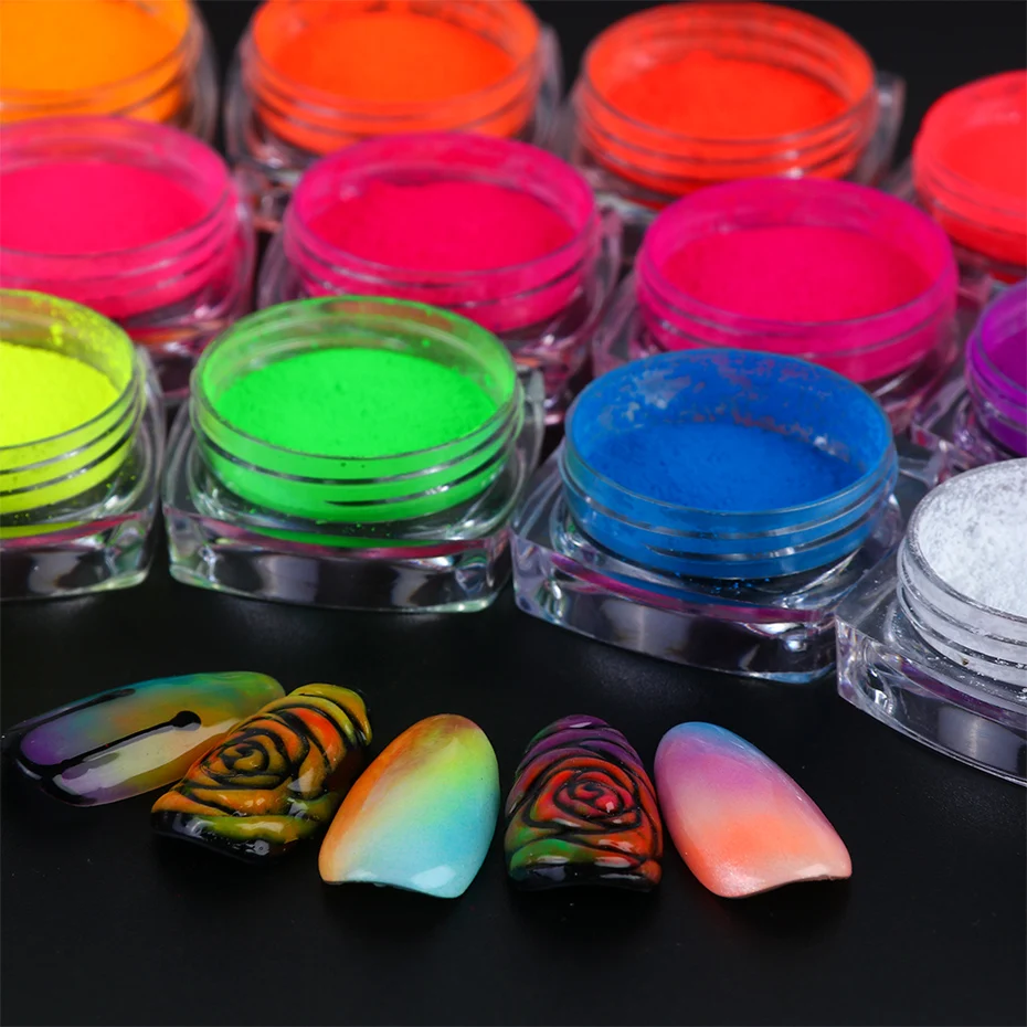 neon nail glitter
