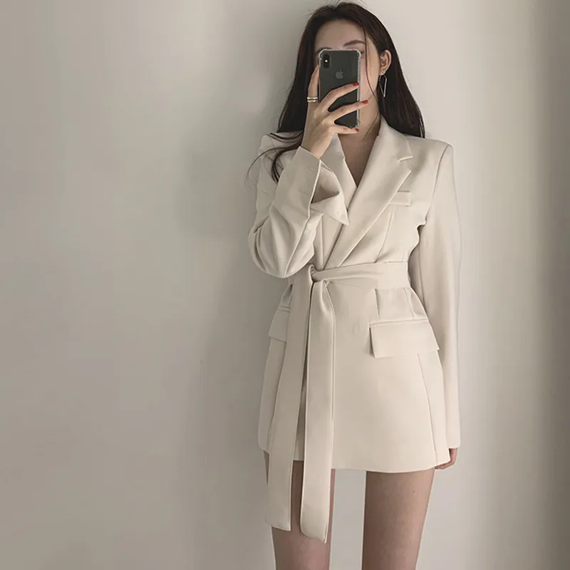 Blazer Woman Spring Autumn Korean Chic Slim Fit Tunic Belted Blazer Long Sleeve Long Beige Black Blazer Coat feminino
Blazer Woman Spring Autumn Korean Chic Slim Fit Tunic Belted Blazer Long Sleeve Long Beige Black Blazer Coat feminino