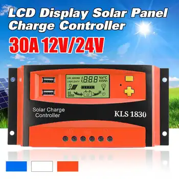 30A 12V 24V Auto Solar Charge Controller PWM Controllers LCD Display Dual USB 5V Output Solar Panel PV Regulator
30A 12V 24V Auto Solar Charge Controller PWM Controllers LCD Display Dual USB 5V Output Solar Panel PV Regulator