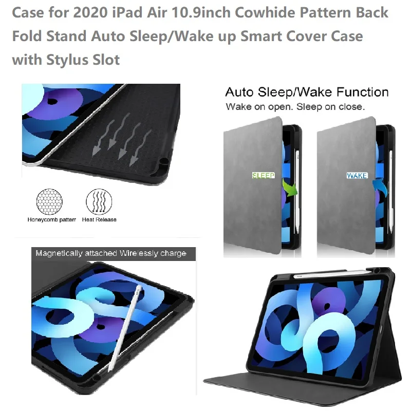 JONSNOW Case for 2020 iPad Air 10.9inch Cowhide Pattern Back Fold Stand Auto Sleep/Wake up Smart Cover Case with Stylus Slot
JONSNOW Case for 2020 iPad Air 10.9inch Cowhide Pattern Back Fold Stand Auto Sleep/Wake up Smart Cover Case with Stylus Slot