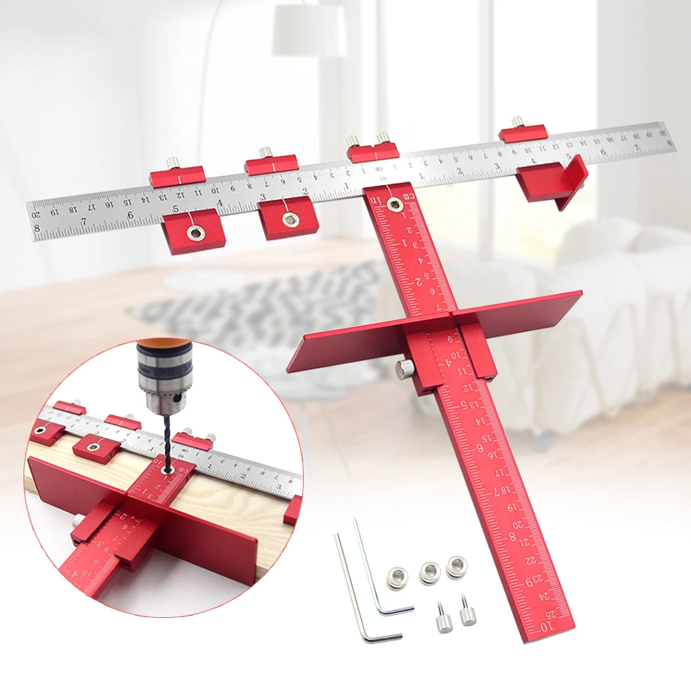 Locator Drilling Accurate T Shaped Durable Hole Puncher Templates Aluminum Alloy Woodworking Tool Guide Positioning Jig Cabinet
Locator Drilling Accurate T Shaped Durable Hole Puncher Templates Aluminum Alloy Woodworking Tool Guide Positioning Jig Cabinet
