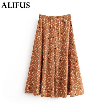 

Fashion Za Women Skirt Dot printed Fashion Ladies Party Cocktail Womens Casual High Waist Long Skirts Summer 2019 Elegant Female