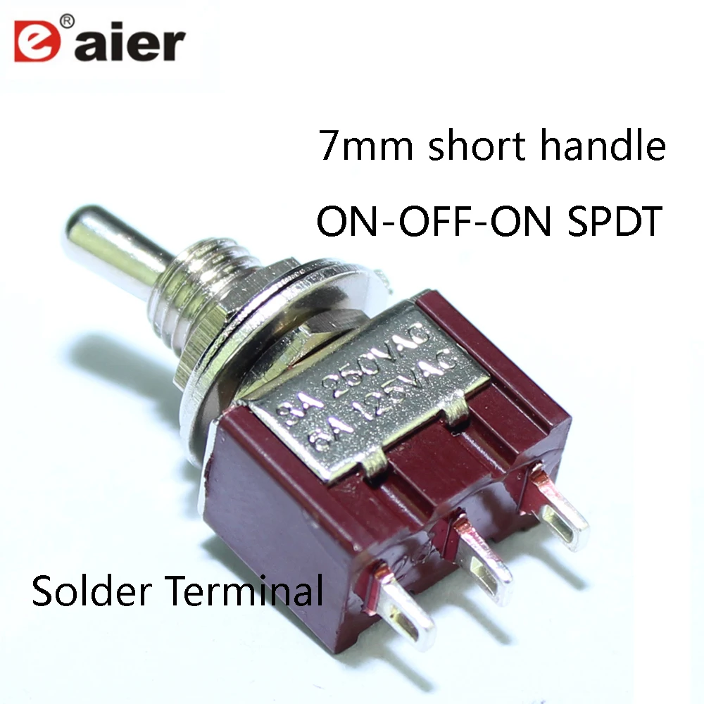 100PCS Miniature Toggle Switch ON OFF ON Latching 3A 250VAC Short Handle Solder Terminal 3 Position SPDT 3PIN For Guitar
100PCS Miniature Toggle Switch ON OFF ON Latching 3A 250VAC Short Handle Solder Terminal 3 Position SPDT 3PIN For Guitar