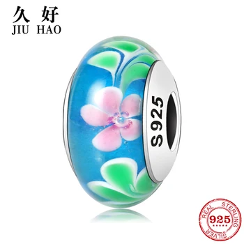 925 Sterling Silver charm Blue Pink Flower Green leaf Garden Murano Glass Beads Fit Original European Charms Bracelet Jewelry
925 Sterling Silver charm Blue Pink Flower Green leaf Garden Murano Glass Beads Fit Original European Charms Bracelet Jewelry