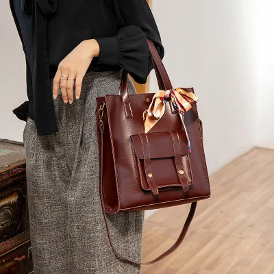 Luxury Women bag Solid Women's PU Leather Handbags Lady Hand Bags With Purse Pocket messenger Big Tote Sac Bols | Багаж и сумки
