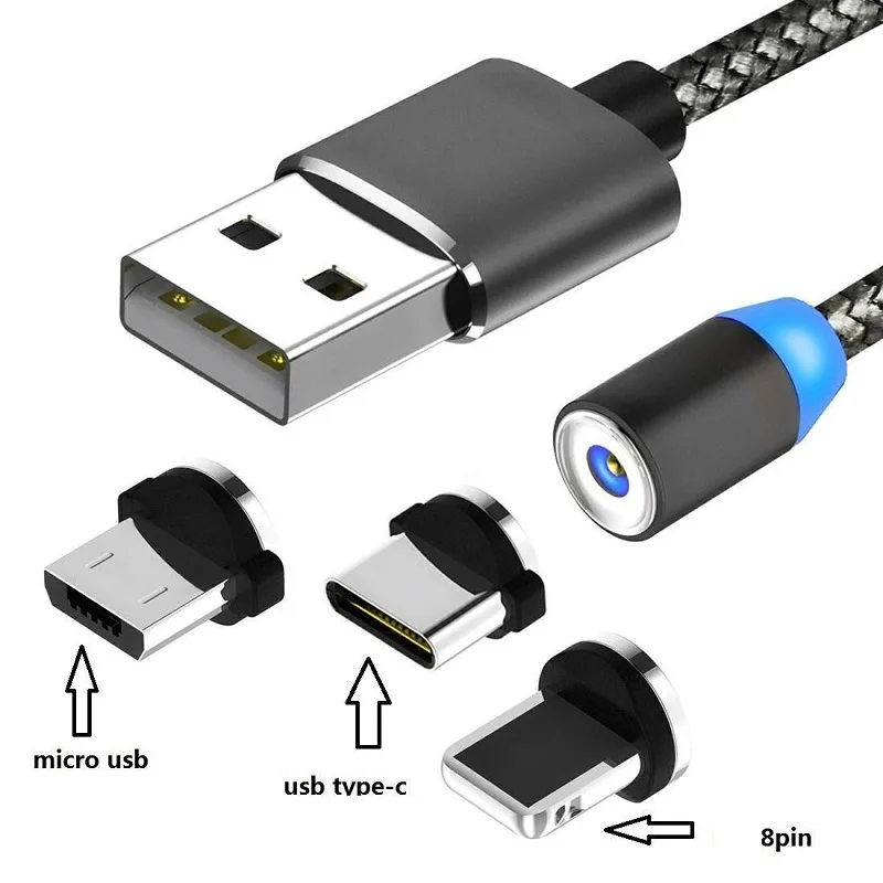 Магнитный кабель Micro USB Type C зарядный для Samsung iPhone 7 6 зарядное устройство быстрый
