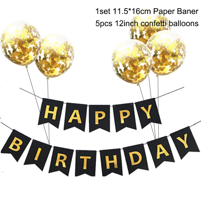 happy birthday banner gold confetti balloon 1st birthday boy