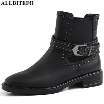 ALLBITEFO real genuine leather Belt buckle women boots Metal rivet ankle boots fashion concise leather boots Autumn Winter
ALLBITEFO real genuine leather Belt buckle women boots Metal rivet ankle boots fashion concise leather boots Autumn Winter