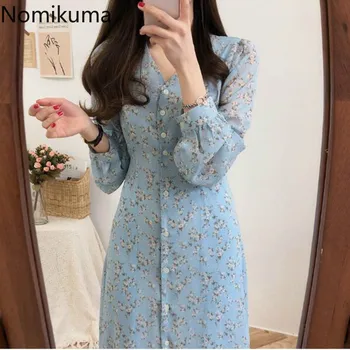 Nomikuma Elegant V Neck Full Sleeve Dress Women Floral Print Sweet Chiffon Dresses Single Breasted Casual Fashion Vestido 3a885
Nomikuma Elegant V Neck Full Sleeve Dress Women Floral Print Sweet Chiffon Dresses Single Breasted Casual Fashion Vestido 3a885