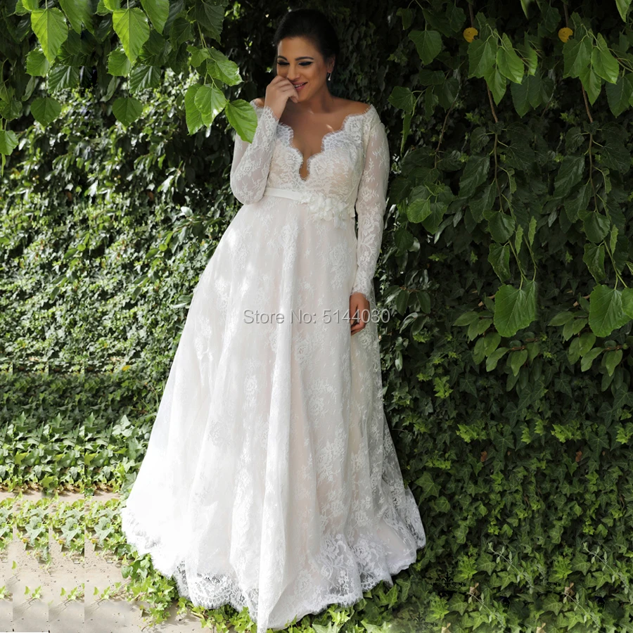 Lace Wedding Dresses A Line Plus Size Vestido De Novia Sexy V-neck Long Sleeves Wedding Dress for Bride Custom Made
Lace Wedding Dresses A Line Plus Size Vestido De Novia Sexy V-neck Long Sleeves Wedding Dress for Bride Custom Made