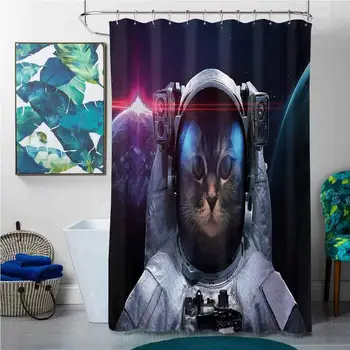 Shower Curtains Thistle Space Cat,Cosmonaut Kitty in Galaxy Cosmos Nebula Stars with Eclipse Image,Dark Blue Black and White,W36
Shower Curtains Thistle Space Cat,Cosmonaut Kitty in Galaxy Cosmos Nebula Stars with Eclipse Image,Dark Blue Black and White,W36