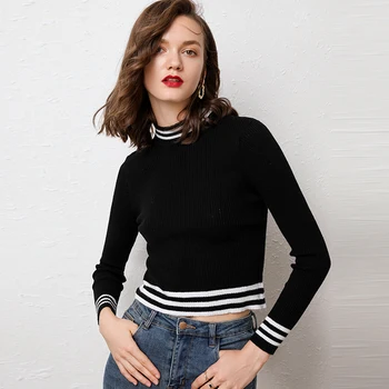 Short Cashmere Sweater Women Striped Turtleneck Sexy Tops Autumn Long Sleeve Ribbed Jummers Ladies Knitted Pullover Sweaters
Short Cashmere Sweater Women Striped Turtleneck Sexy Tops Autumn Long Sleeve Ribbed Jummers Ladies Knitted Pullover Sweaters