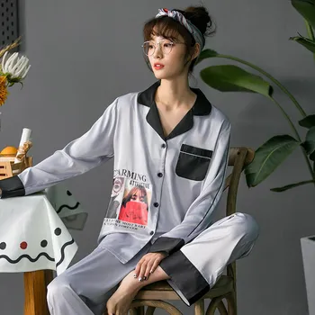Pajamas Set Plus Size Women 2PCS Sleepwear Spring&Summer Satin Sleep Set Nightwear Casual Loose Long Sleeve Home Clothes 3XL
Pajamas Set Plus Size Women 2PCS Sleepwear Spring&Summer Satin Sleep Set Nightwear Casual Loose Long Sleeve Home Clothes 3XL