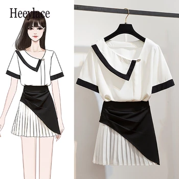 crop top and patchwork pleated skirt set Summer korean two piece set women skirt and top set clothes for women ensemble femme
crop top and patchwork pleated skirt set Summer korean two piece set women skirt and top set clothes for women ensemble femme