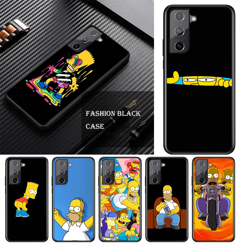 Анимационные Симпсоны для Samsung Galaxy S22 S21 S20 FE S10e S10 S9 S8 S7 S6 Ultra Plus Lite 5G Edge черный чехол