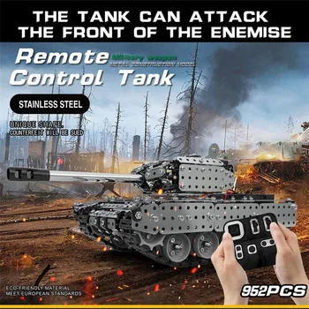 952Pcs 1:16 3D Stainless Steel 2.4G RC Tank Vehicle Model Building Block DIY Small Particle Construction Model Toy for Boys Gift
952Pcs 1:16 3D Stainless Steel 2.4G RC Tank Vehicle Model Building Block DIY Small Particle Construction Model Toy for Boys Gift