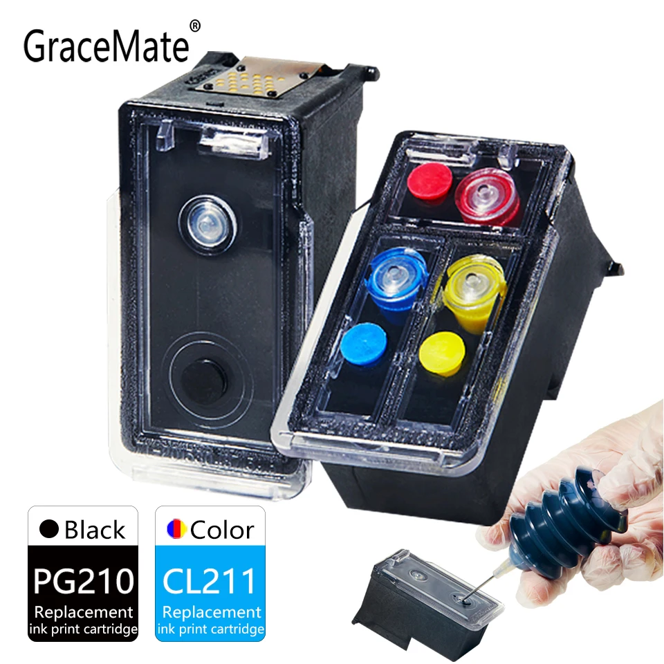 GraceMate PG210 CL211 Compatible for Canon Ink Cartridge Pixma IP2700 IP2702 MP240 MP250 MP260 MP270 MP280 MP480 490 495 Printer
GraceMate PG210 CL211 Compatible for Canon Ink Cartridge Pixma IP2700 IP2702 MP240 MP250 MP260 MP270 MP280 MP480 490 495 Printer