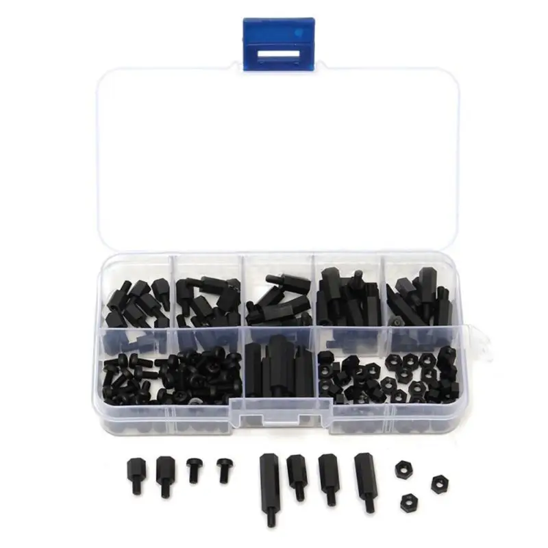 300Pcs/Box M3 Black Nylon Hex Screw Flat Head Spacing Screw Nut PCB Standoff Kit 24BA
300Pcs/Box M3 Black Nylon Hex Screw Flat Head Spacing Screw Nut PCB Standoff Kit 24BA