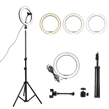 

12w 5500k LED Fill Ring Lamp With Phone Holder Tripod USB Plug Photography Dimmable Selfie Makeup 26cm Ring Light Video Live