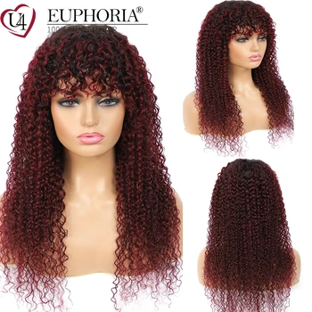 Kinky Curly None Lace Wigs Ombre 99J Red Burg Human Hair Wigs With Bangs Brazilian Remy Human Hair Machine Made Wigs Euphoria
Kinky Curly None Lace Wigs Ombre 99J Red Burg Human Hair Wigs With Bangs Brazilian Remy Human Hair Machine Made Wigs Euphoria