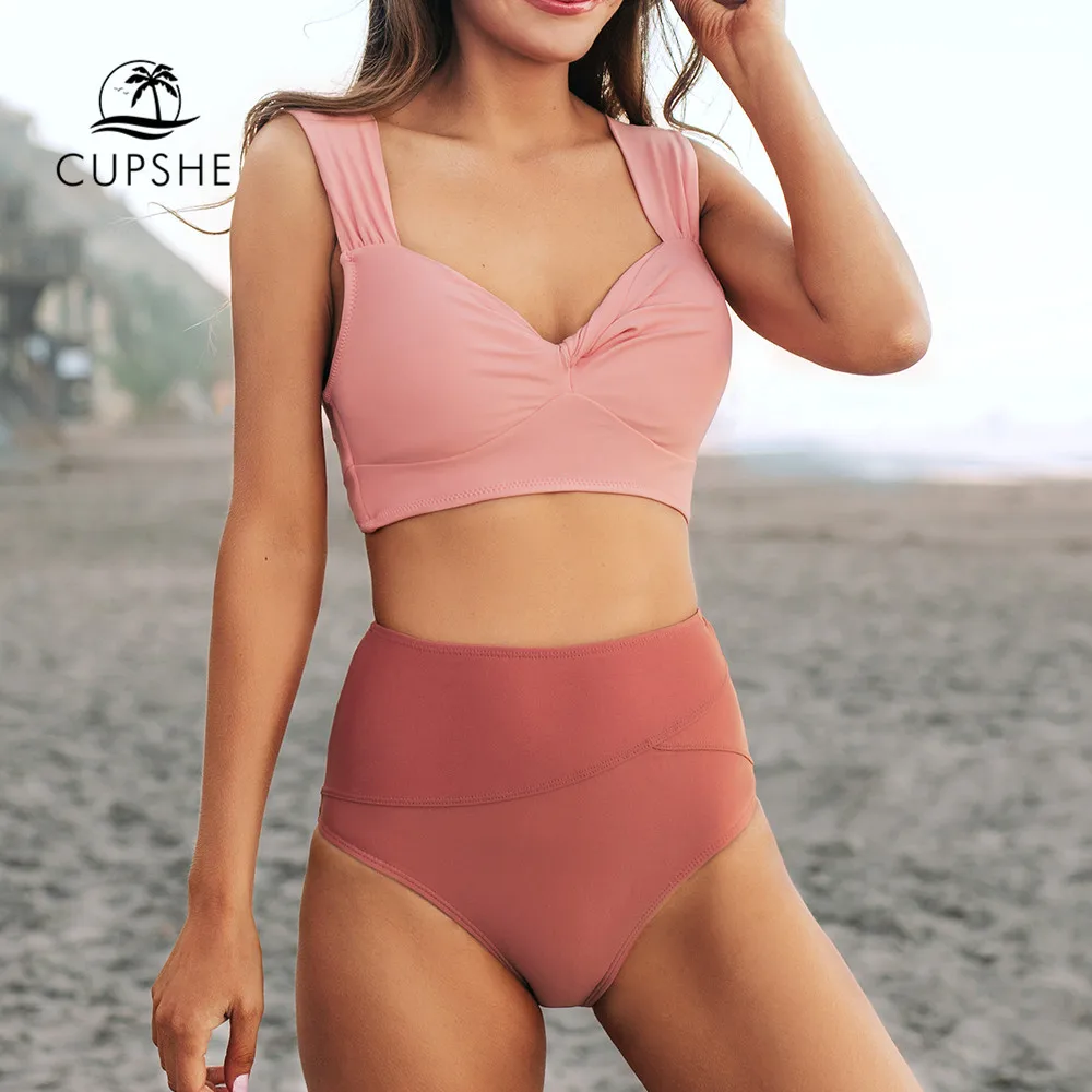 CUPSHE Sweet Pink and Red High Waisted Bikini Sets Sexy Tank Top Swimsuit Two Pieces Swimwear Women 2020 Beach Bathing Suit
CUPSHE Sweet Pink and Red High Waisted Bikini Sets Sexy Tank Top Swimsuit Two Pieces Swimwear Women 2020 Beach Bathing Suit