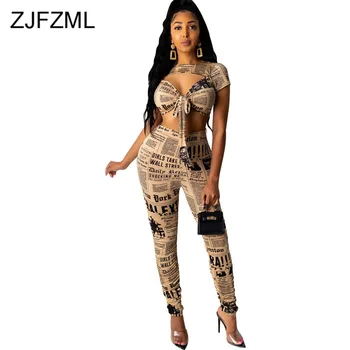 Letter Print Sexy Two Piece Set Women Clothes Short Sleeve Cut Out Lace Up Crop Top and High Waist Pencil Pants Club Outfits
Letter Print Sexy Two Piece Set Women Clothes Short Sleeve Cut Out Lace Up Crop Top and High Waist Pencil Pants Club Outfits
