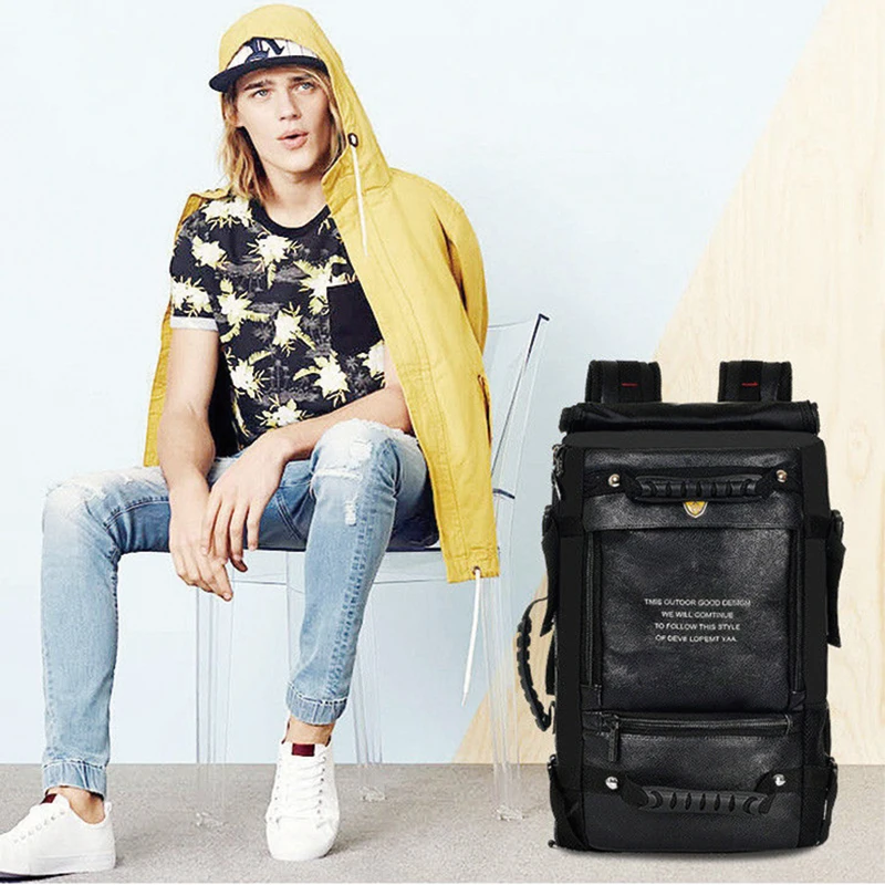 Large Capacity Backpack Leather Men Waterproof Travel Hiking Backpack Unisex Sports Bag Women Knapsack Black Bagpack
Large Capacity Backpack Leather Men Waterproof Travel Hiking Backpack Unisex Sports Bag Women Knapsack Black Bagpack
