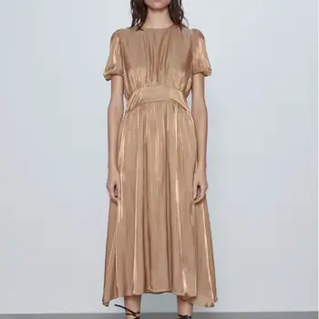 Chic Women Dress Spring 2020 New Fashion Shiny Material With Lining Short Sleeve Vestidos Modern Lady Long Dresses
Chic Women Dress Spring 2020 New Fashion Shiny Material With Lining Short Sleeve Vestidos Modern Lady Long Dresses