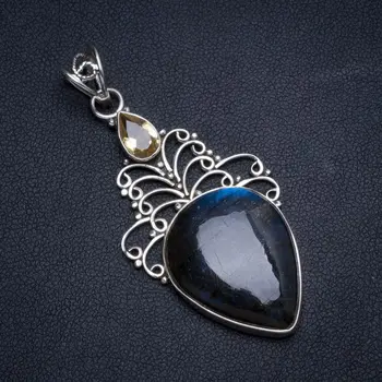 Natural Blue Fire Labradorite and Citrine Handmade Unique 925 Sterling Silver Pendant 2.25" X0151
Natural Blue Fire Labradorite and Citrine Handmade Unique 925 Sterling Silver Pendant 2.25" X0151