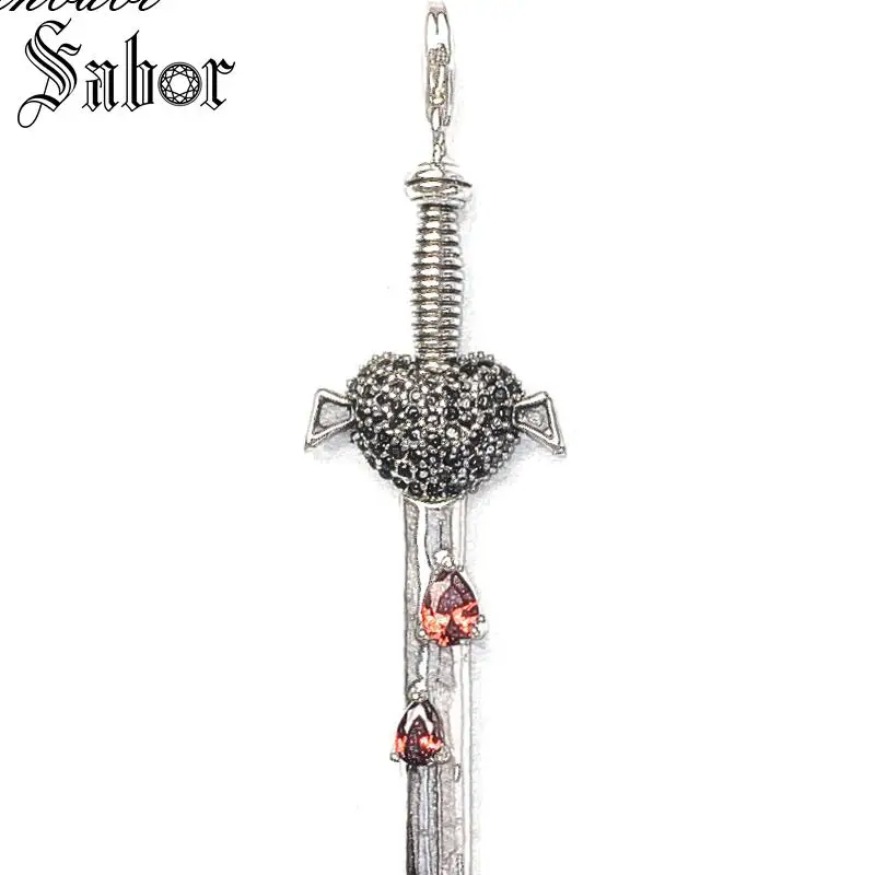Серебряный кулон меч любви крови для женщин и мужчин Подарочный цепочка ключей