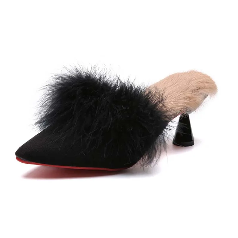 Women Spring Autumn Plush Slippers Fashion Heel Slippers Sweet Plush Toe-covered Slippers Comfortable Ladies Shoes High Heels
Women Spring Autumn Plush Slippers Fashion Heel Slippers Sweet Plush Toe-covered Slippers Comfortable Ladies Shoes High Heels