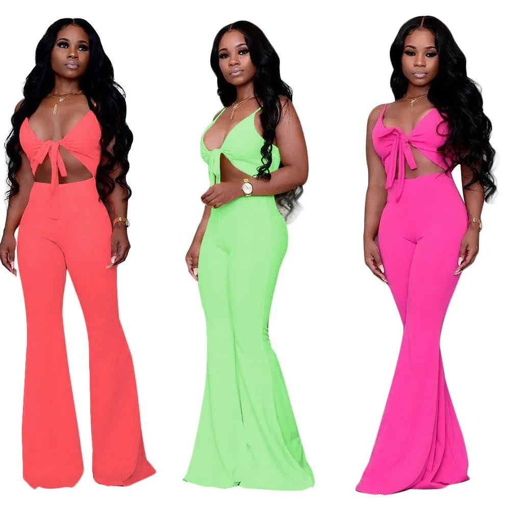 Nice Sexy Solid Hollow Out Spaghetti Strap Jumpsuits Women Deep V-Neck Bow Bandage Wide Leg Rompers Long Casual Overalls
Nice Sexy Solid Hollow Out Spaghetti Strap Jumpsuits Women Deep V-Neck Bow Bandage Wide Leg Rompers Long Casual Overalls