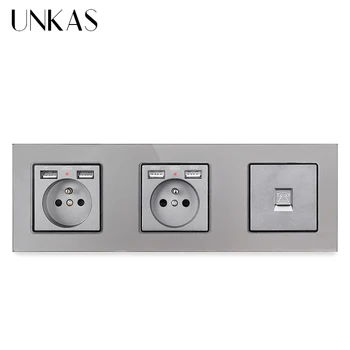 UNKAS Glass Panel Dual French Standard Wall Socket with 4 USB 16A Charging Port + RJ11 Telephone Jack 258mm * 86mm Outlet
UNKAS Glass Panel Dual French Standard Wall Socket with 4 USB 16A Charging Port + RJ11 Telephone Jack 258mm * 86mm Outlet