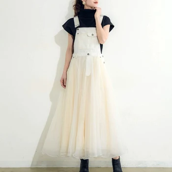 White Denim Mesh Sleeveless High Waist Women Dress Korean 2020 Summer Lady Maxi Dresses Robe Janpan Expansion Femme Vestiods 
White Denim Mesh Sleeveless High Waist Women Dress Korean 2020 Summer Lady Maxi Dresses Robe Janpan Expansion Femme Vestiods