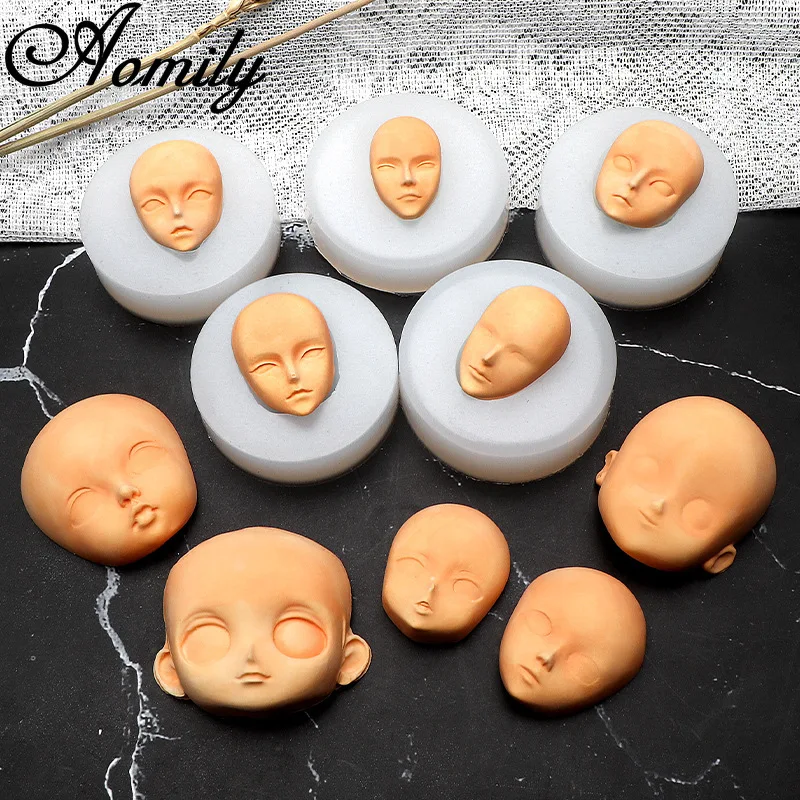 

Aomily 10 Styles/Set Exquisite Face Shaped Silicone Molds Standard Proportion Handmade Fondant Cake Sugar Craft Chocolate Molds